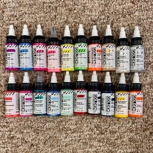 20 Golden High Flow Acrylic Paint Set Lot With Fluorescent Paint NEW